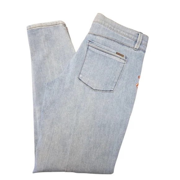 WHBM The Girlfriend Floral Embroidered Light Blue Jeans Size 6 - Picture 9 of 16